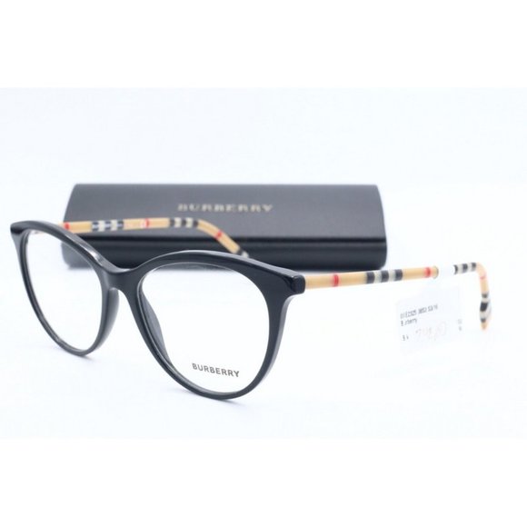 New Authentic Burberry B 2325 3853 Cat Eye Black Eyeglasses Clear